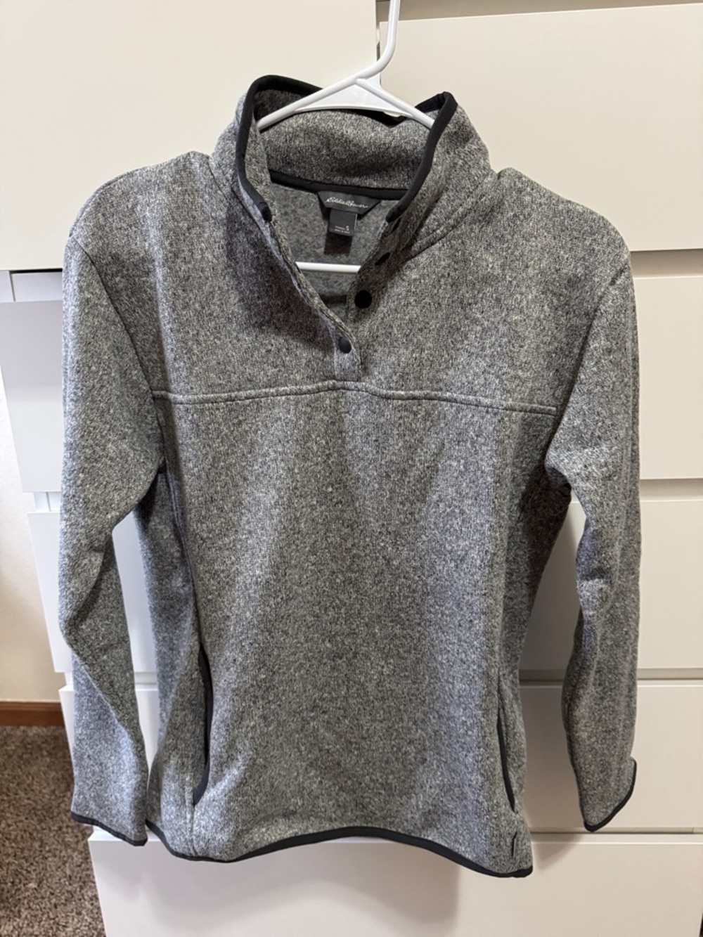 Eddie Bauer Heather Gray Quarter-Snap Fleece Pullover